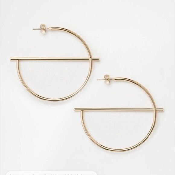 Gold hoop earrings S632 - Picture 2 of 5